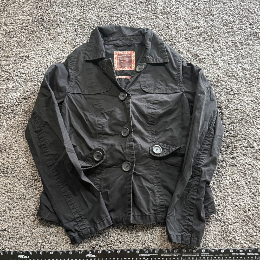 Classic Old Navy Utility Jacket Womens Black Excellent Button Front Small S
